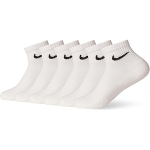 Nike Adult Everyday Cushioned Training Ankle Socks (6-Packs) | Mens Womens(White/Black)