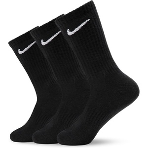 Nike Adult Everyday Lightweight Training Crew Socks (3-Packs) | Mens Womens(Black/White)