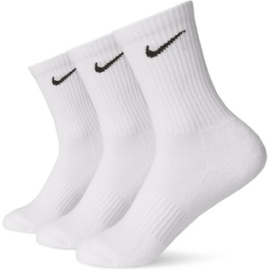 Nike Adult Everyday Lightweight Training Crew Socks (3-Packs) | Mens Womens(White/Black)