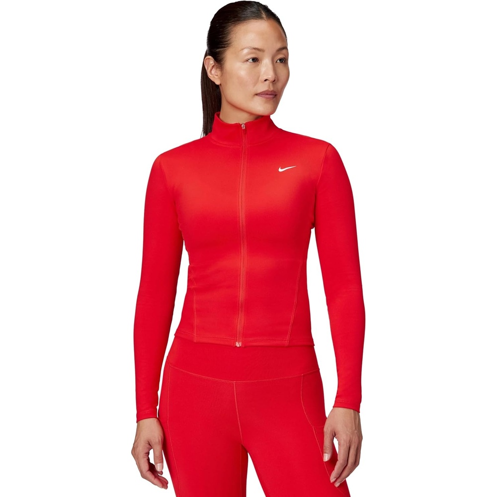 image:imageNike Womens One Fitted Drifit Fullzip JacketLight CrimsonWhite