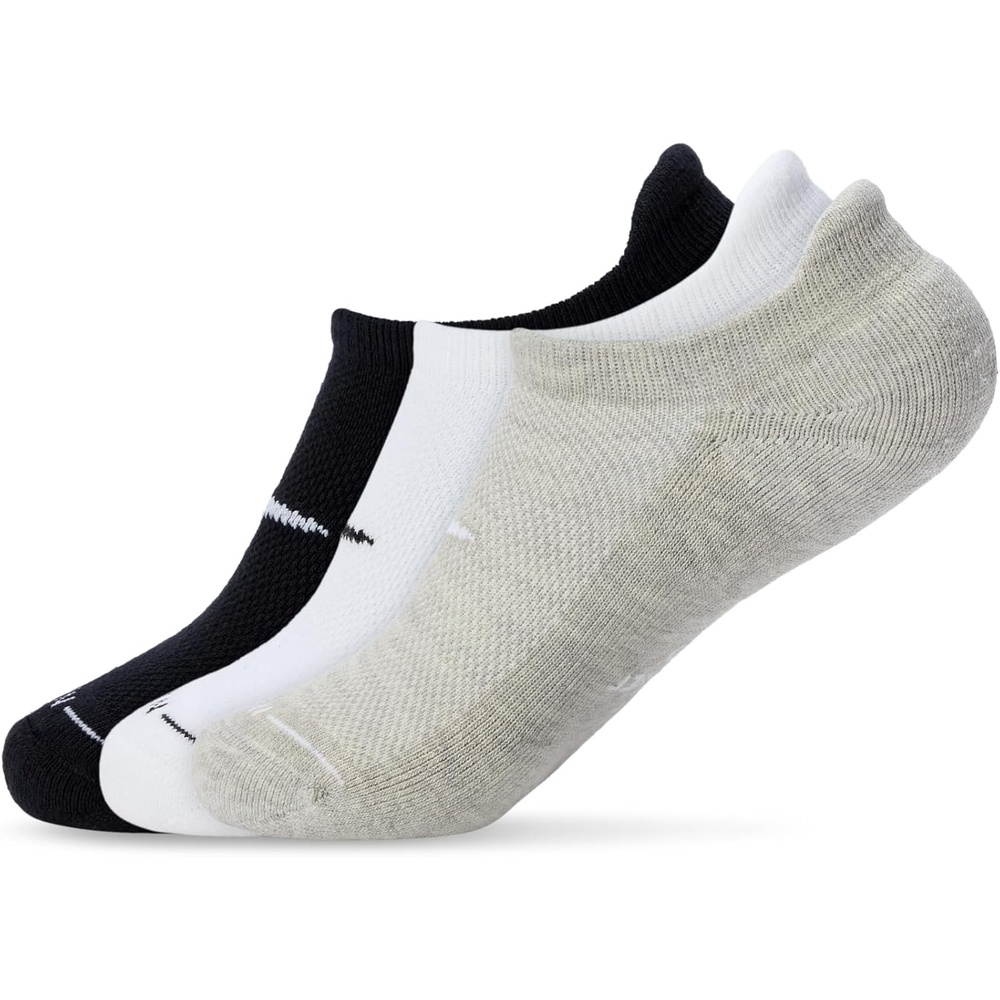 image:imageNike Unisex Adult Everyday Elevated NoShow Socks 3Pack Mens amp WomensWhiteGrey HeatherBlack