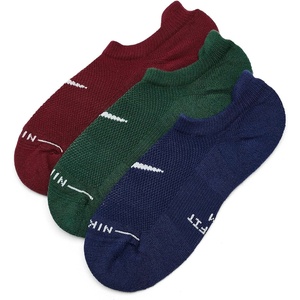 Nike Unisex Adult Everyday Elevated No-Show Socks (3-Pack) | Mens & Womens(Midnight Navy/Team Red/Fir)