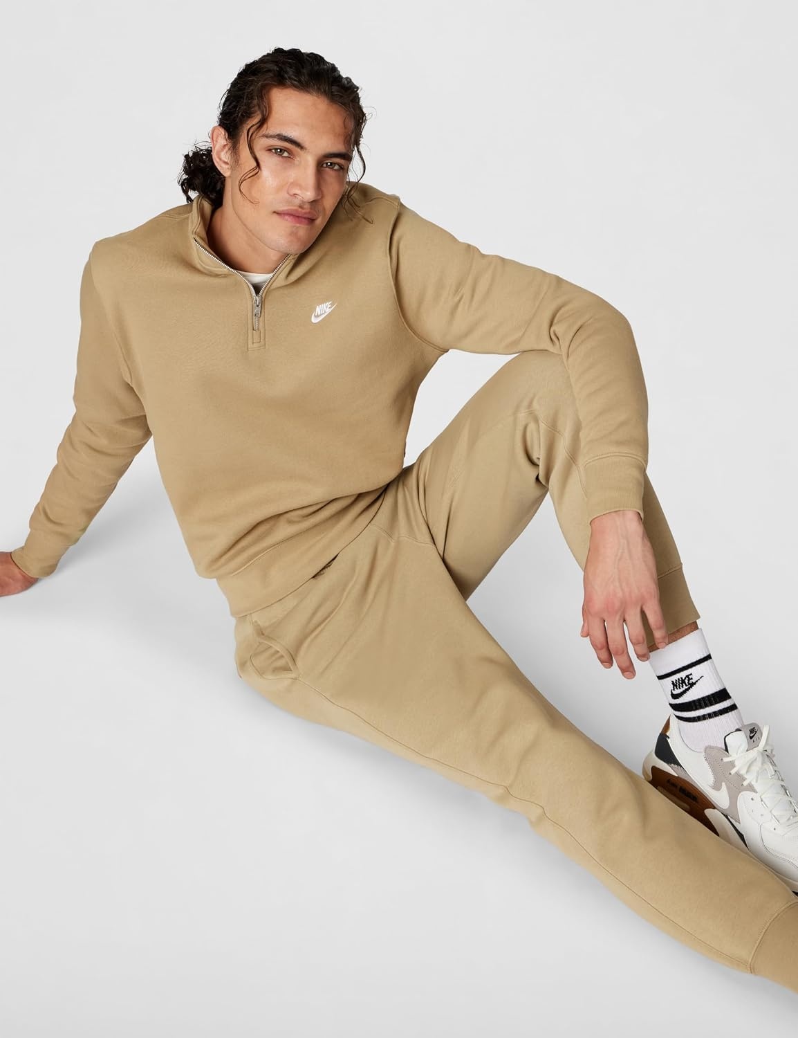 image:imageNike Mens Club Fleece Half ZipParachute BeigeParachute BeigeWhite