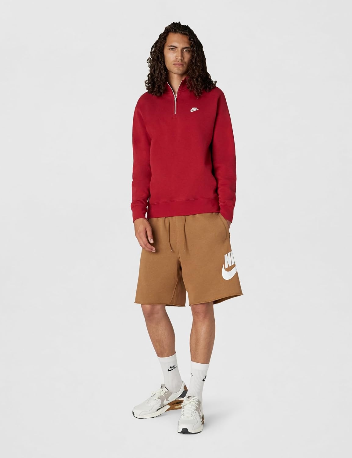 image:imageNike Mens Club Fleece Half ZipTough RedTough RedWhite