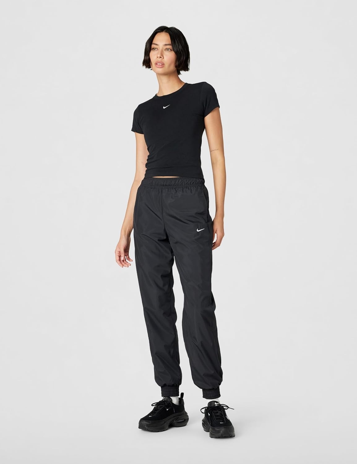 image:imageNike Womens Sportswear Classic Woven Protection UV MidRise Loose JoggersBlackWhite