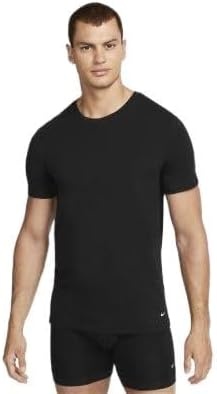 image:imageNike Mens Essential Cotton Stretch Short Sleeve Crewneck Undershirts 2PackBlackBlack