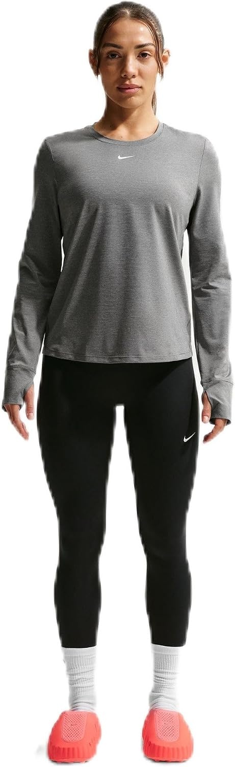 image:imageNike Womens One Classic DriFIT LongSleeve TopSmoke GreyHeatherWhite