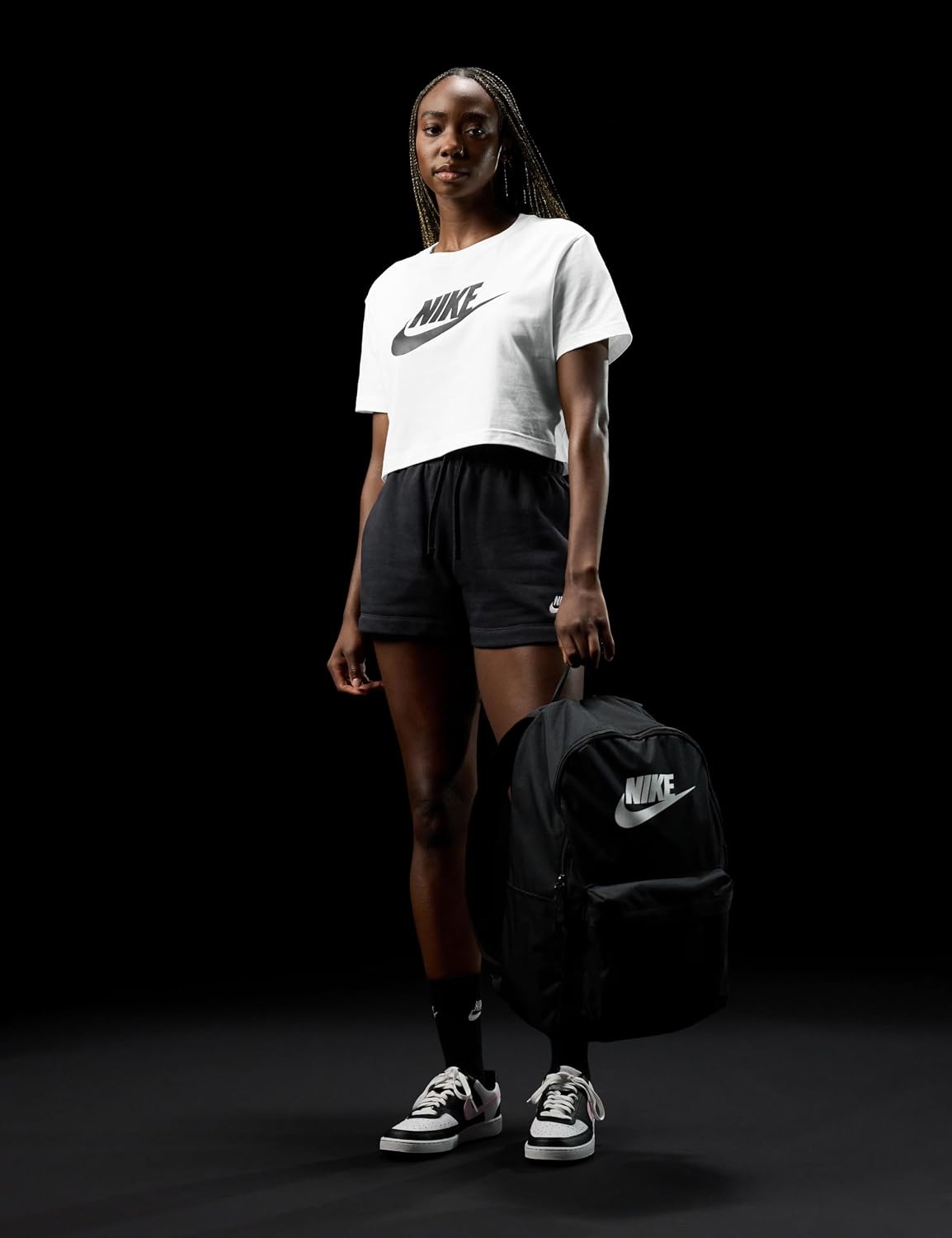 image:imageNike Womens Sportswear Essential Cropped Logo TShirtWhiteBlack