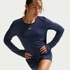 Nike Women’s One Classic Dri-FIT Long-Sleeve Top(Midnight Navy/White)