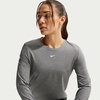Nike Women’s One Classic Dri-FIT Long-Sleeve Top(Smoke Grey/Heather/White)