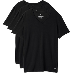 Nike Men’s All Day Cotton Stretch Short Sleeve V-Neck Undershirts (2-Pack)(Black)