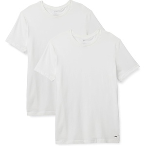 Nike Men’s Essential Cotton Stretch Short Sleeve Crewneck Undershirts (2-Pack)(White/White)