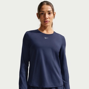 Nike Women’s One Classic Dri-FIT Long-Sleeve Top(Midnight Navy/White)