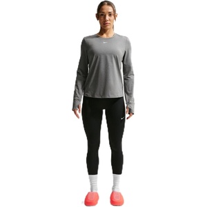 Nike Women’s One Classic Dri-FIT Long-Sleeve Top(Smoke Grey/Heather/White)