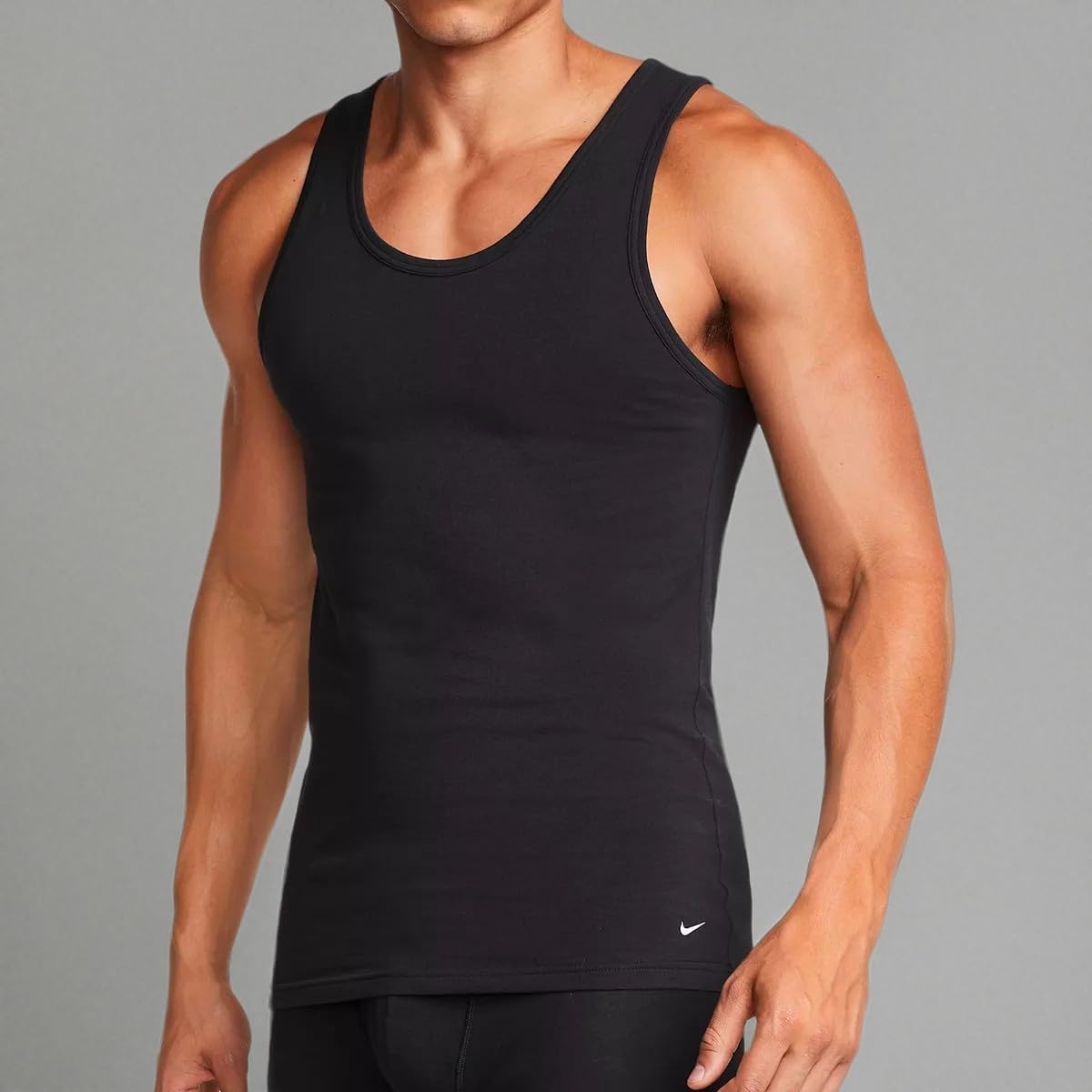 image:imageNike Mens Essential Cotton Stretch Tank Undershirts 2PackBlackBlack