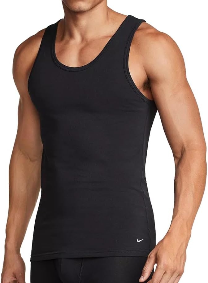 image:imageNike Mens Essential Cotton Stretch Tank Undershirts 2PackBlackBlack
