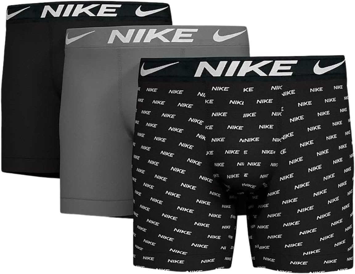 image:imageNike Mens Essential Micro Stretch Boxer Brief Underwear 3PackNike Logo PrintCool GreyBlack