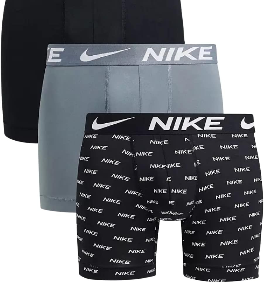 image:imageNike Mens Essential Micro Stretch Boxer Brief Underwear 3PackNike Logo PrintCool GreyBlack