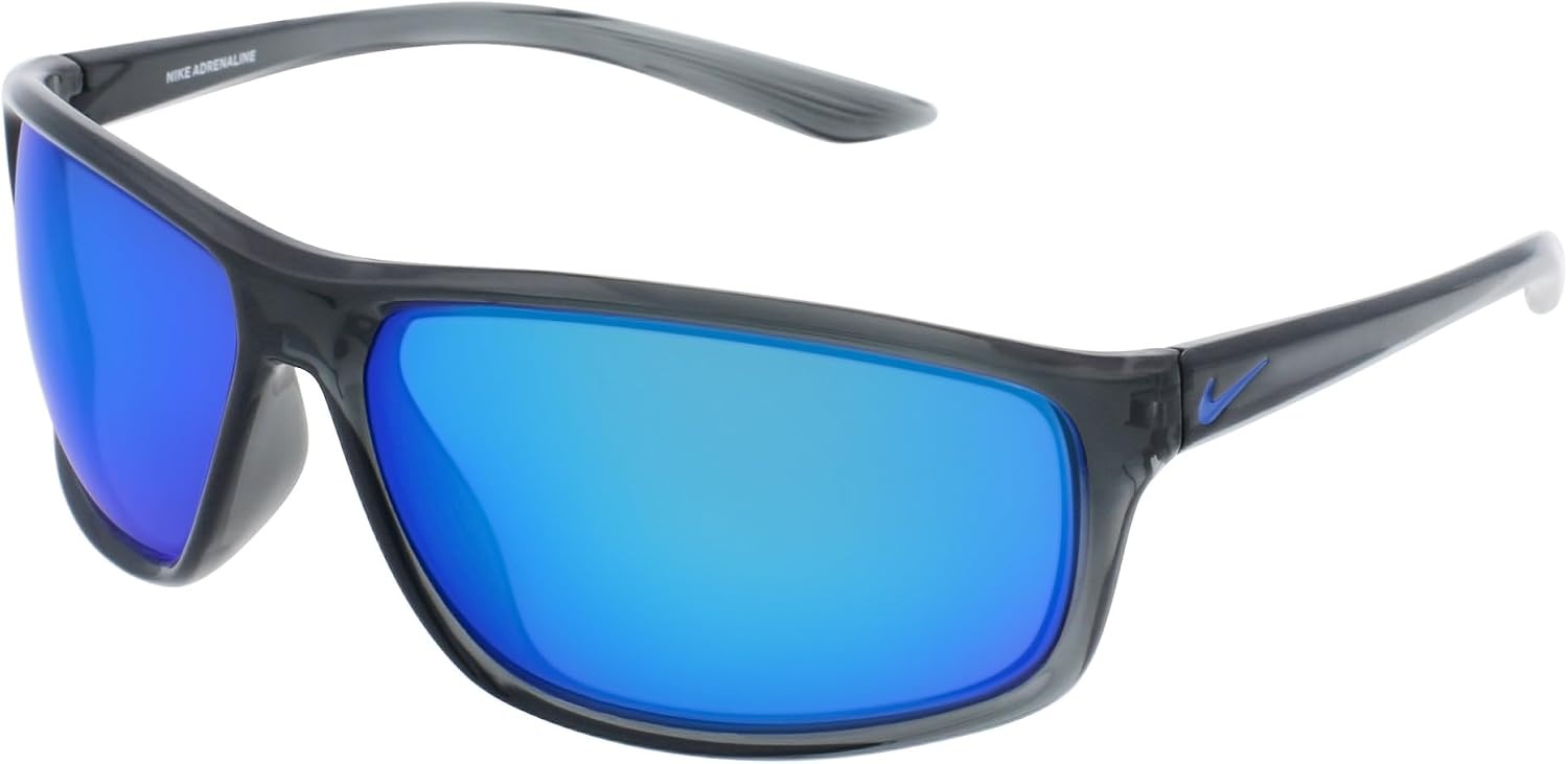 image:imageNike Unisex Adrenaline Mirrored Rectangular SunglassesDark GreyGreyBlue Mirror