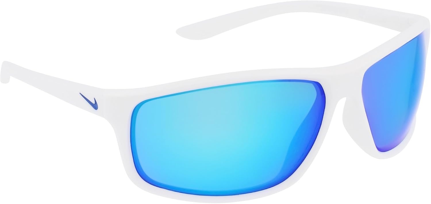 image:imageNike Unisex Adrenaline Mirrored Rectangular SunglassesWhiteGreyBlue Mirror