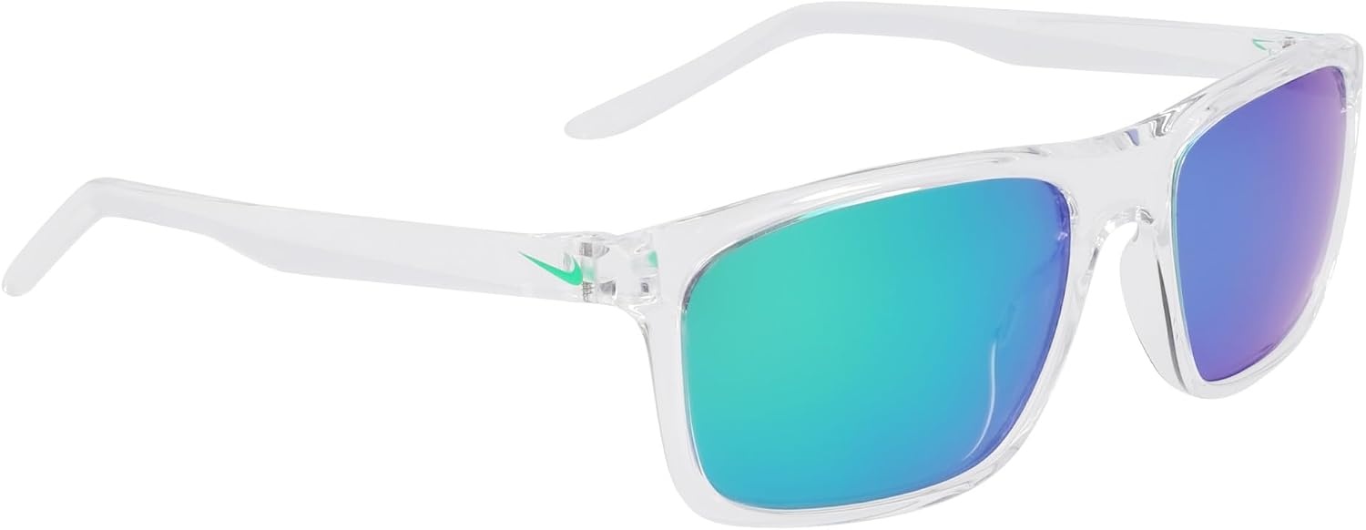 image:imageNike Unisex Fire Large Polarized Rectangular SunglassesClear Polar Green Mirror