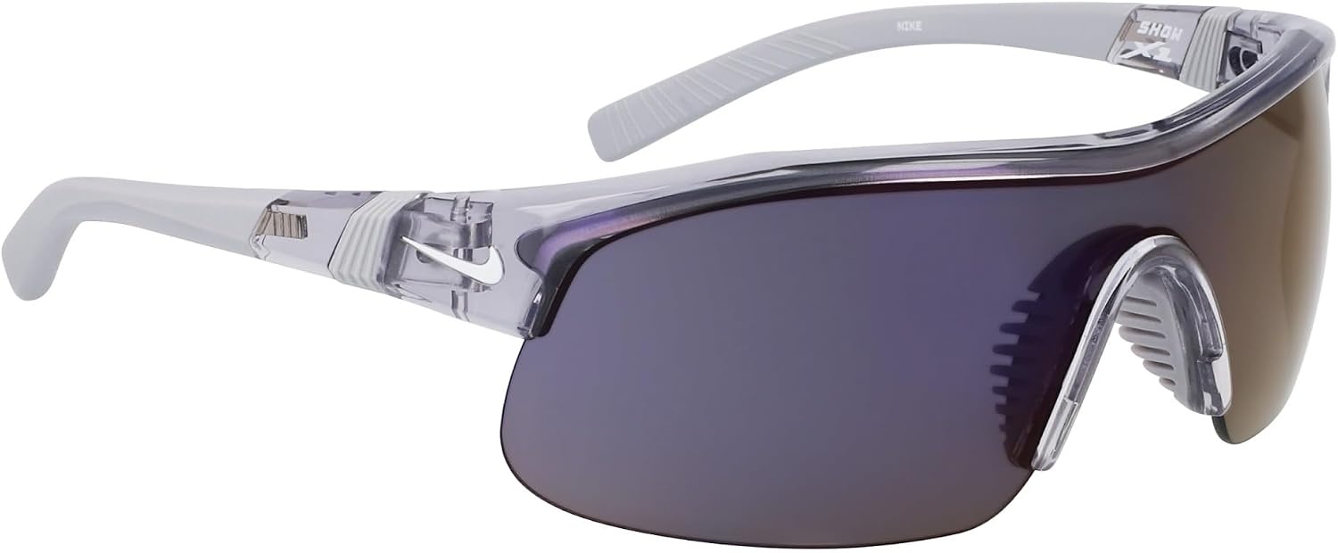 image:imageNike Unisex Show X1 Rectangular SunglassesShiny Wolf GreyBlue Mirror
