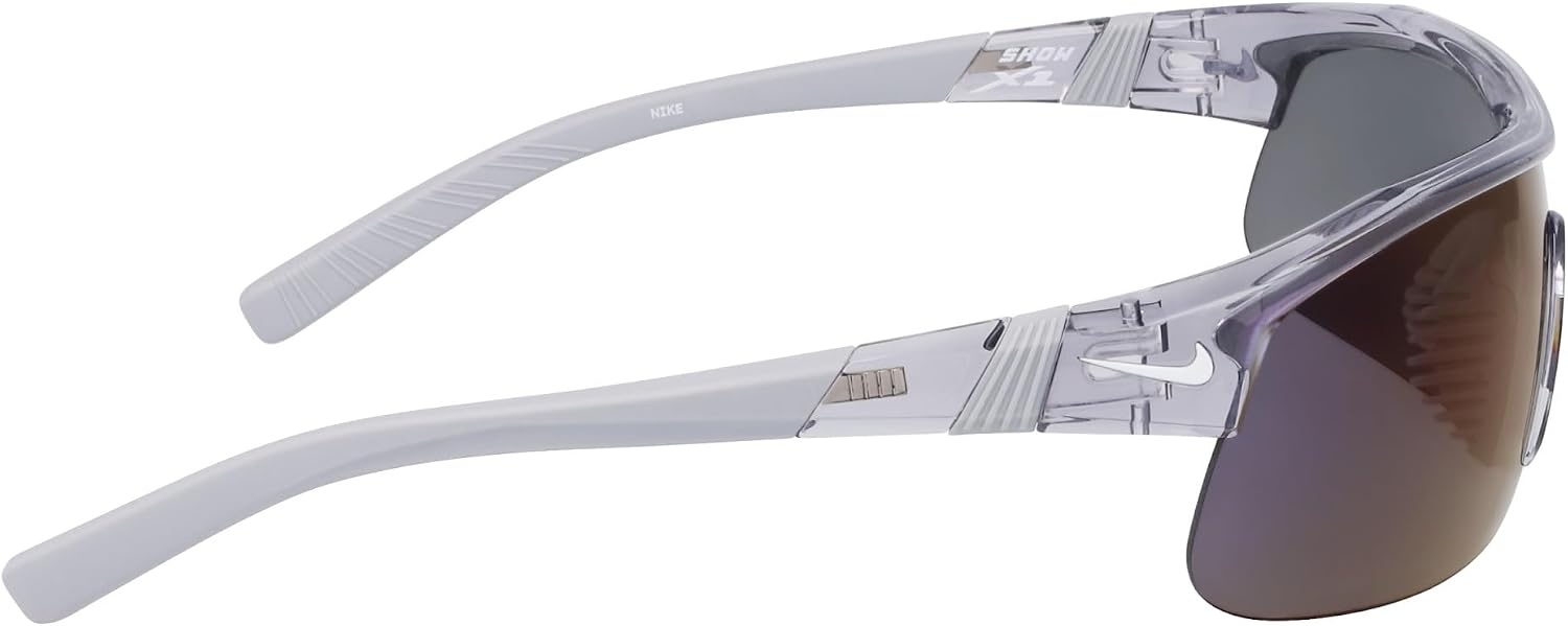 image:imageNike Unisex Show X1 Rectangular SunglassesShiny Wolf GreyBlue Mirror