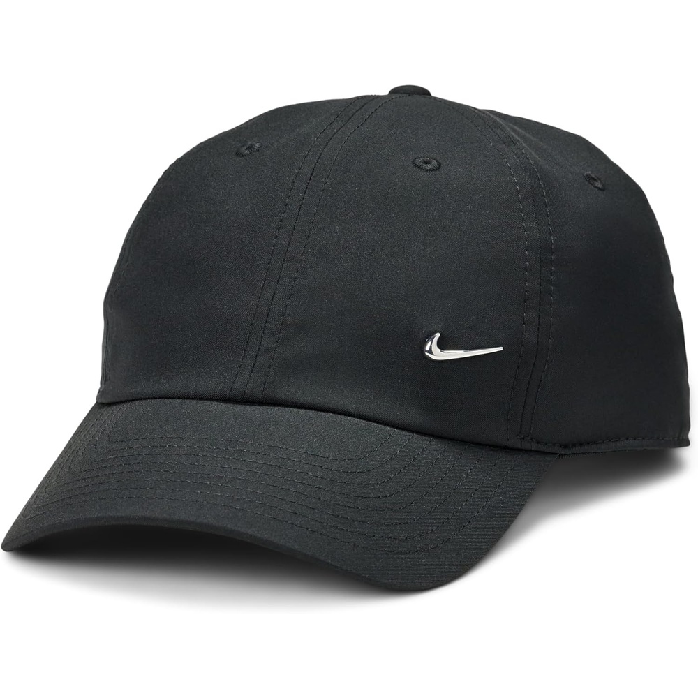 image:imageNike Adult DriFIT Club Unstructured Metal Swoosh Cap Hat Mens and WomensBlackMetallic Silver