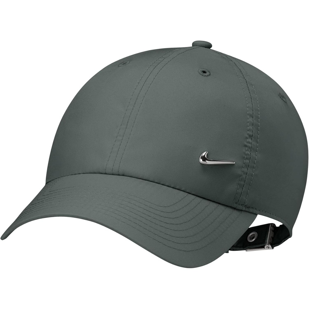 image:imageNike Adult DriFIT Club Unstructured Metal Swoosh Cap Hat  Mens and WomensCamo GreenMetallic Silver