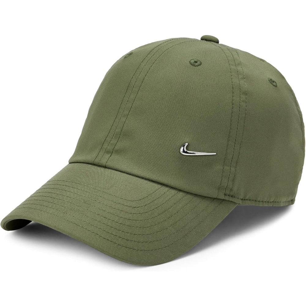 image:imageNike Adult DriFIT Club Unstructured Metal Swoosh Cap Hat Mens and WomensMedium OliveMetallic Silver
