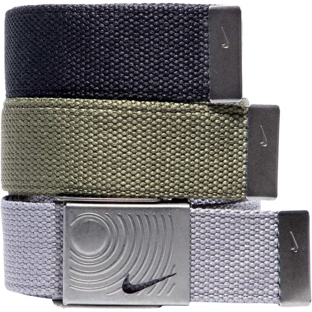 image:imageNike Mens 3 Pack Web BeltBlackGreyOlive Af1 Outsole