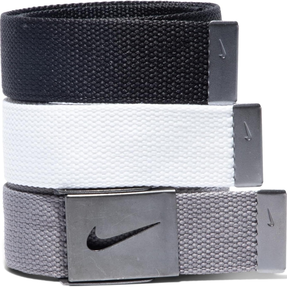 image:imageNike Mens 3 Pack Web BeltWhiteGrayBlack