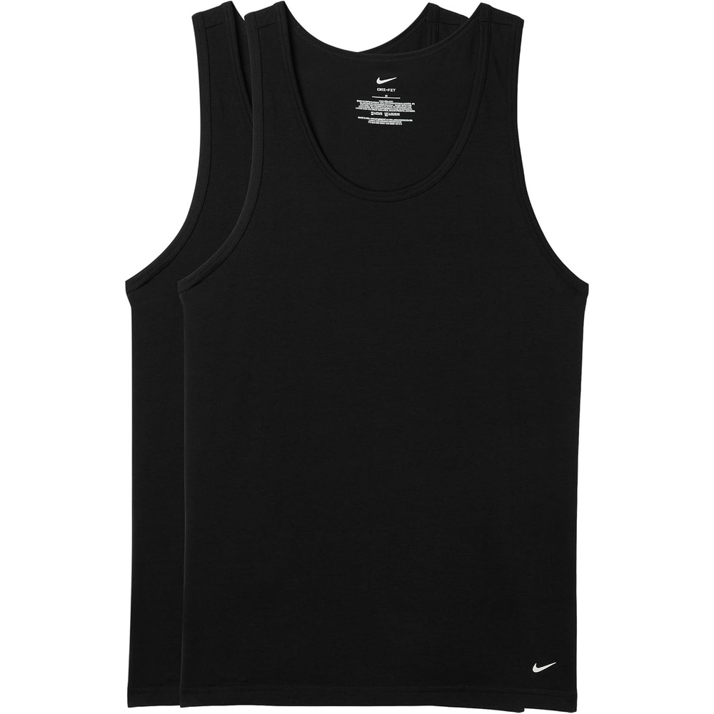image:imageNike Mens All Day Cotton Stretch Tank Undershirts 2PackBlack