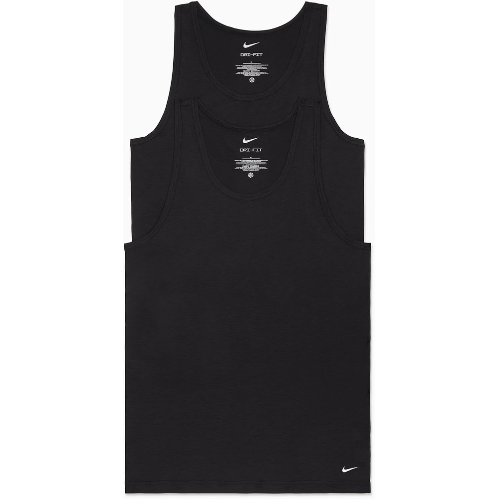 image:imageNike Mens Essential Cotton Stretch Tank Undershirts 2PackBlackBlack