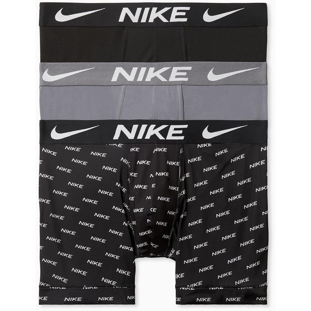 image:imageNike Mens Essential Micro Stretch Boxer Brief Underwear 3PackNike Logo PrintCool GreyBlack