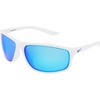 Nike Unisex Adrenaline Mirrored Rectangular Sunglasses(White/Grey/Blue Mirror)