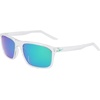 Nike Unisex Fire Large Polarized Rectangular Sunglasses(Clear / Polar Green Mirror)