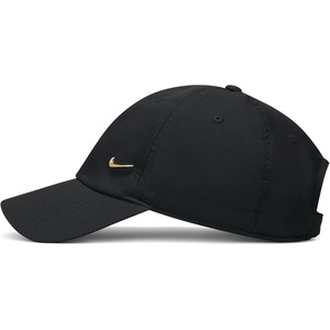 Nike Adult Dri-FIT Club Unstructured Metal Swoosh Cap Hat | Mens and Womens(Black/Metallic Gold)