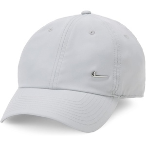 Nike Adult Dri-FIT Club Unstructured Metal Swoosh Cap Hat | Mens and Womens(Light Smoke Grey/Metallic Silver)
