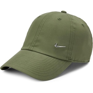 Nike Adult Dri-FIT Club Unstructured Metal Swoosh Cap Hat | Mens and Womens(Medium Olive/Metallic Silver)