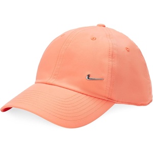 Nike Adult Dri-FIT Club Unstructured Metal Swoosh Cap Hat | Mens and Womens(Orange Frost/Metallic Silver)