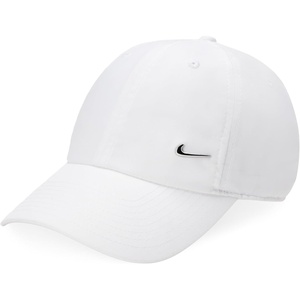 Nike Adult Dri-FIT Club Unstructured Metal Swoosh Cap Hat | Mens and Womens(White/Metallic Silver)
