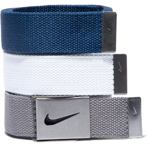 Nike Men’s 3 Pack Web Belt(White/Gray/Navy)