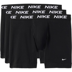 Nike Men’s All Day Cotton Stretch Boxer Brief W/Fly Underwear (3-Pack)(Black/Black/Black)