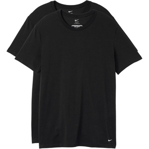 Nike Men’s All Day Cotton Stretch Short Sleeve Crewneck Undershirts (2-Pack)(Black)