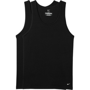 Nike Men’s All Day Cotton Stretch Tank Undershirts (2-Pack)(Black)