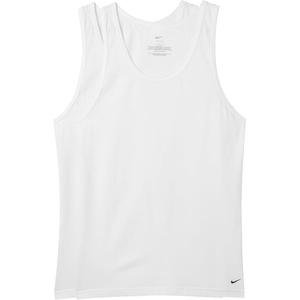 Nike Men’s All Day Cotton Stretch Tank Undershirts (2-Pack)(White)