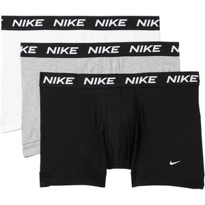 Nike Men’s All Day Cotton Stretch Trunk W/Fly Underwear (3-Pack)(White/Heather Grey/Black)