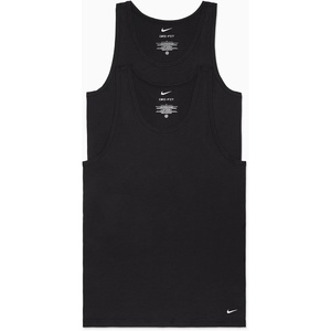 Nike Men’s Essential Cotton Stretch Tank Undershirts (2-Pack)(Black/Black)