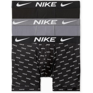 Nike Men’s Essential Micro Stretch Boxer Brief Underwear (3-Pack)(Nike Logo Print/Cool Grey/Black)